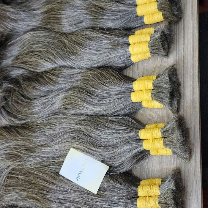 Grey raw human hair 4