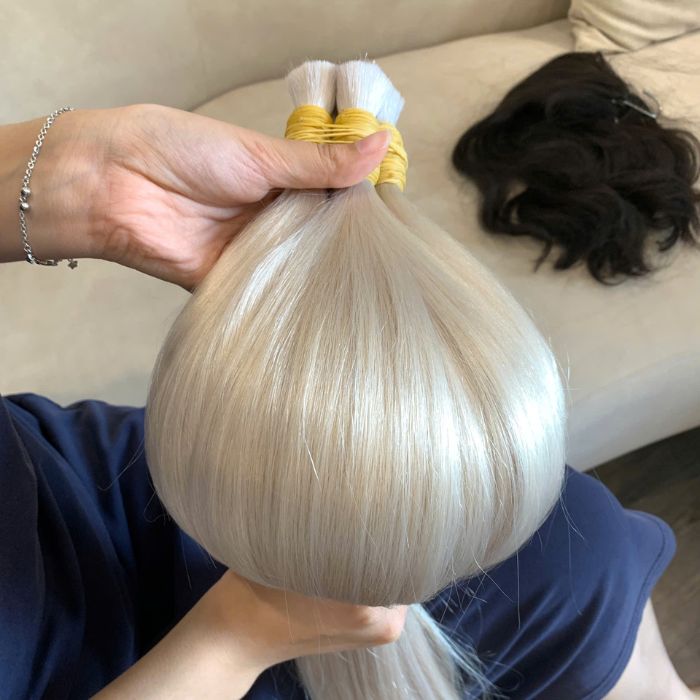 Bulk hair light grey color